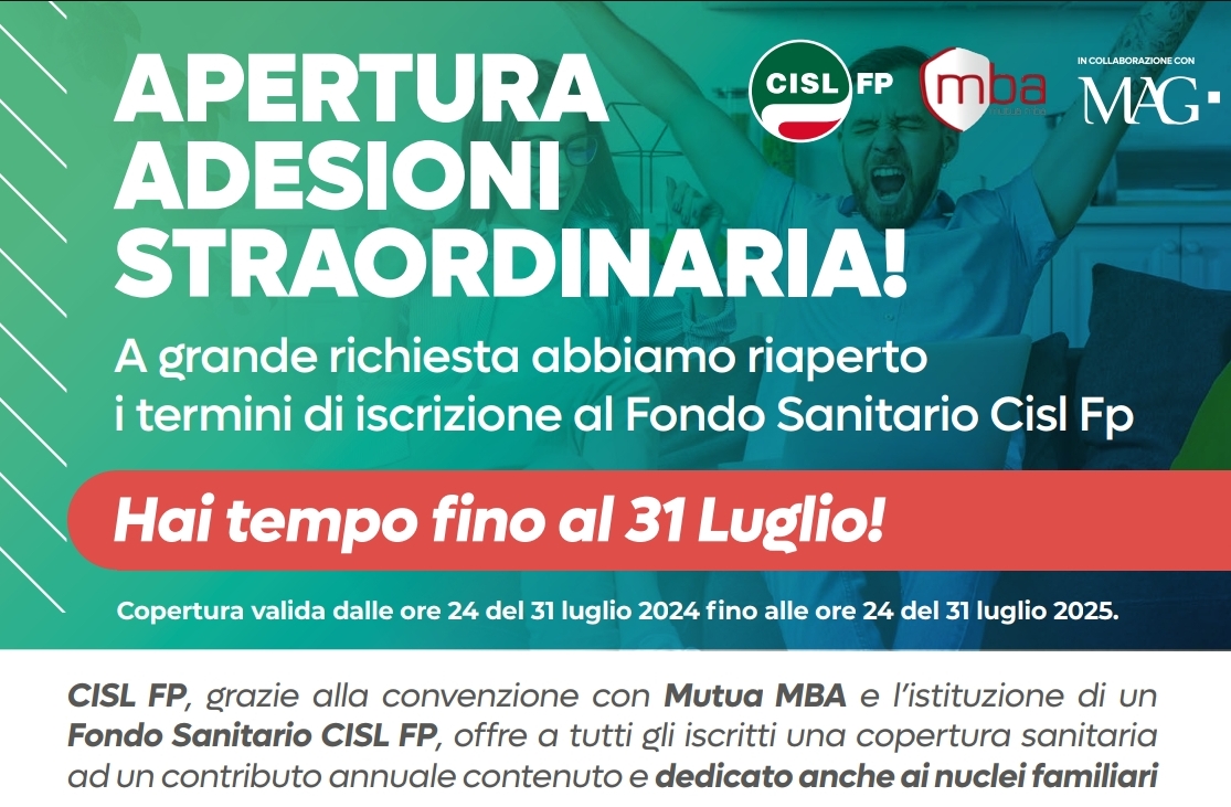 Fondo assistenza sanitaria MBA per gli iscritti CISL FP – Apertura adesioni straordinaria